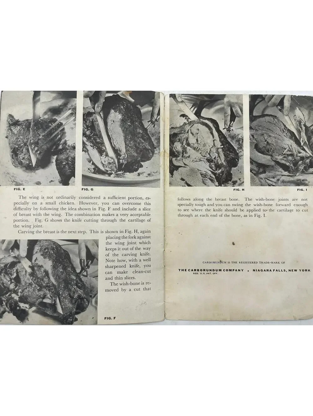 Vintage 1934 Table Carving Cookbook: Carborundum Company Pamphlet